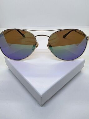 Peppers Gld Frm Aviator Sunglasses JET STREAM w Polarized Mirrored Blueish Lense